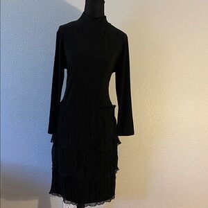 DKNY Black Long Sleeve Tiered Dress